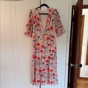 Borgo De Nor Pink Floral Midi Dress